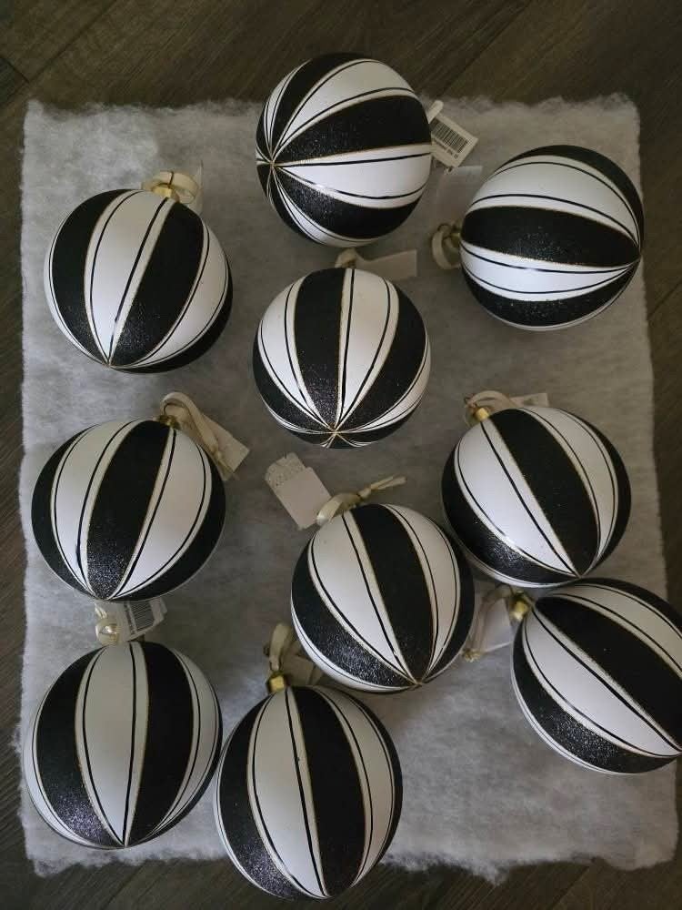 Rivièra Maison kerstballen zwart wit, Diversen, Kerst, Ophalen, Nieuw