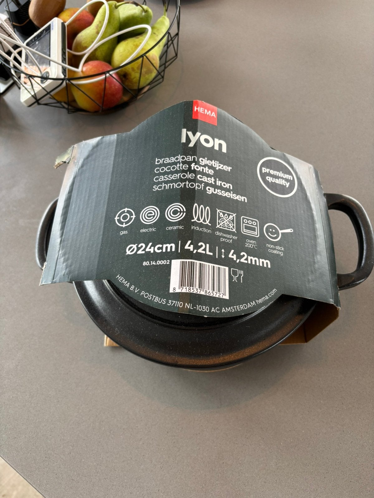 Hema lyon braadpan 24cm nieuw, Verzenden, Nieuw, Gietijzer