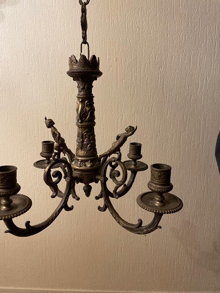 Italiaanse bronzen kandelaar, Antiek en Kunst, Antiek | Kandelaars, Ophalen of Verzenden, Koper of Brons