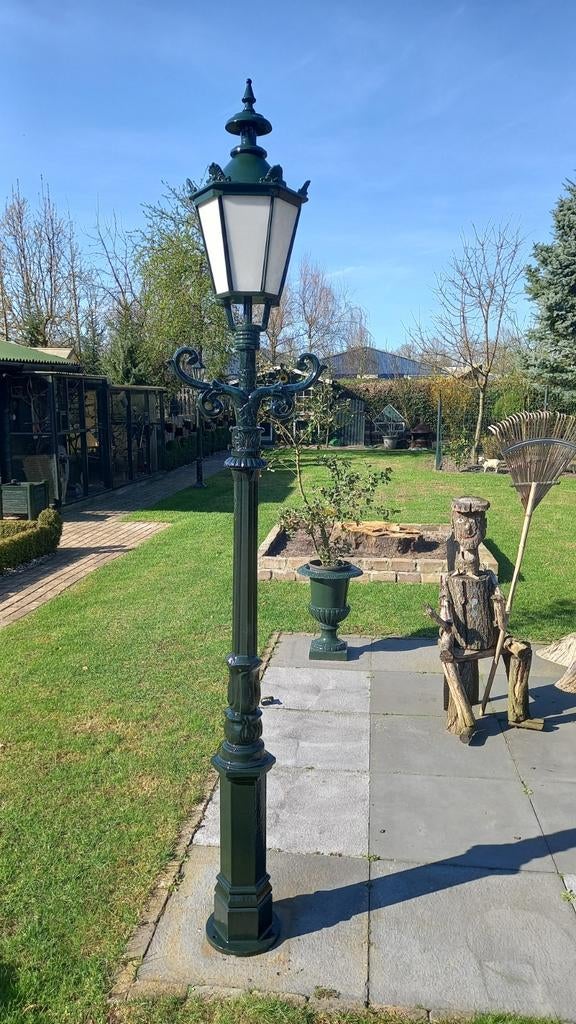 Mooie gietijzeren gerestaureerde Kennemer lantaarnpaal, Tuin en Terras, Buitenverlichting, Staande lamp, Ophalen of Verzenden