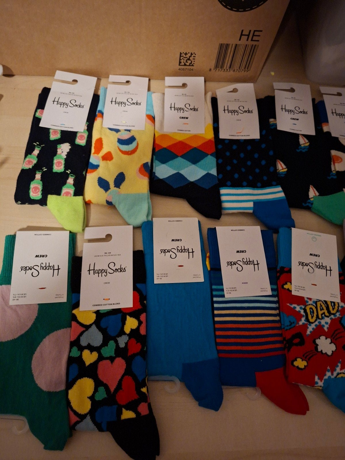 3 paar €10.00.Happy Socks - Diverse patronen - Maat 36-40, Sokken en Kniesokken, Overige kleuren, Nieuw, Overige maten