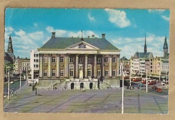 Oude ansichtkaart Stadhuis Groningen, Gelopen 1967, Ophalen of Verzenden, 1960 tot 1980, Gelopen, Groningen