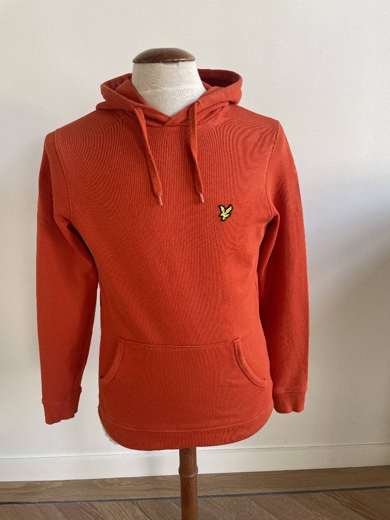 Lyle & Scott: Oranje hoodie met logo. Maat S, Kleding | Heren, Truien en Vesten, Oranje, Ophalen of Verzenden, Zo goed als nieuw