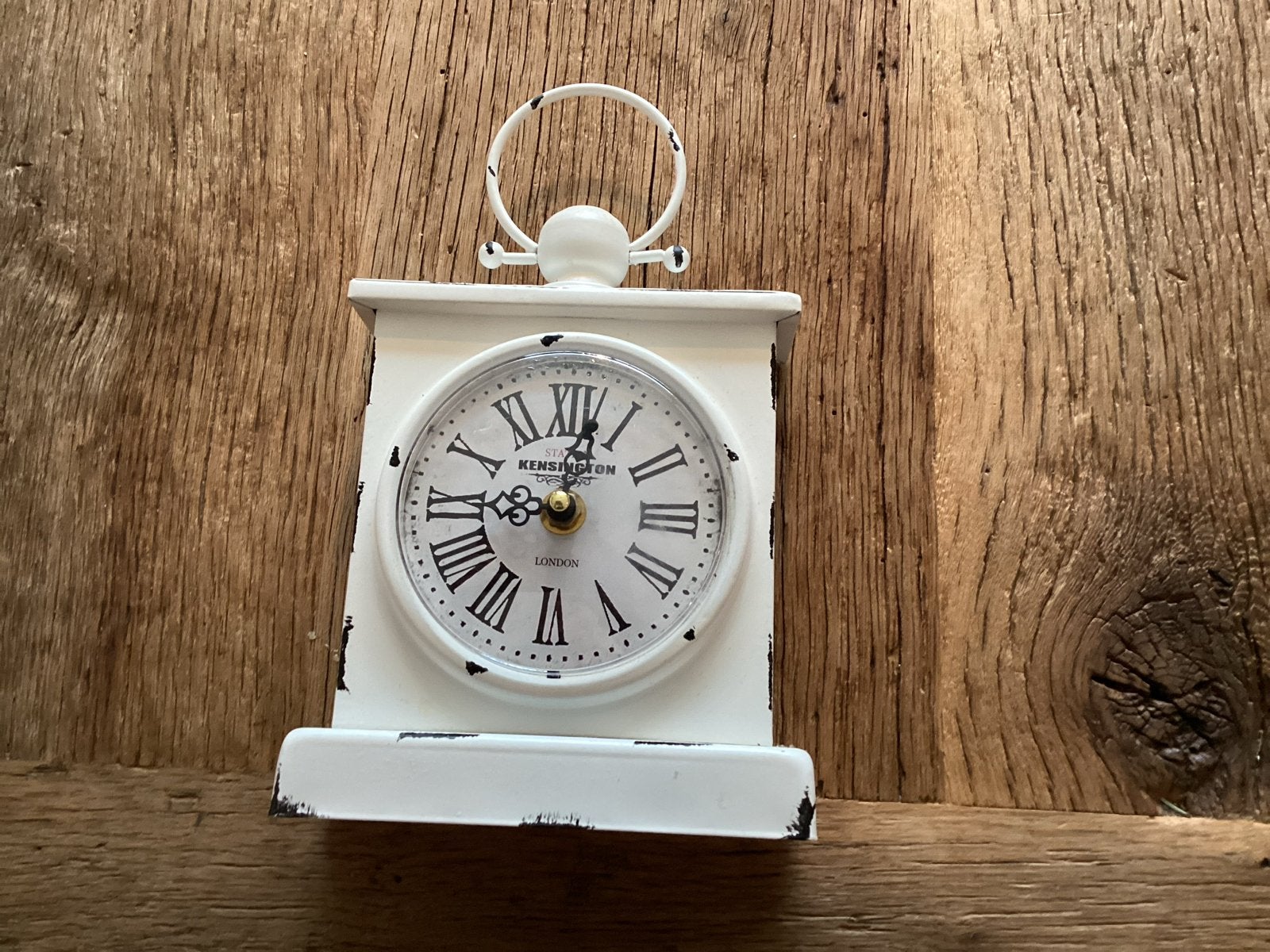 Vintage Tafelklok Kensington London - Wit Metaal, Huis en Inrichting, Gebruikt, Wit, Vintage, Analoog