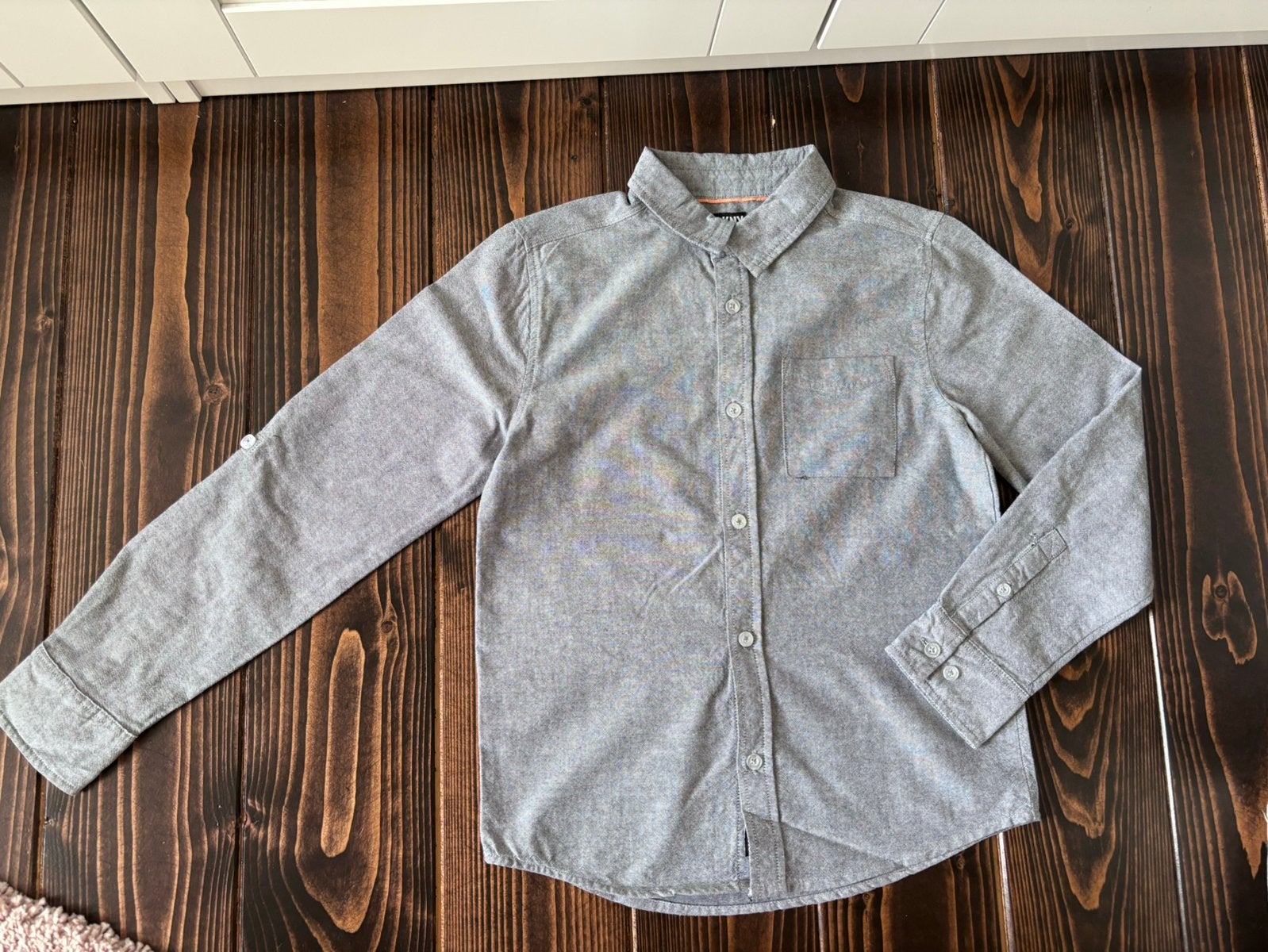 DKNY blauw grijze blouse maat 146/152, Ophalen of Verzenden, Nieuw, Jongen, Overhemd of Blouse