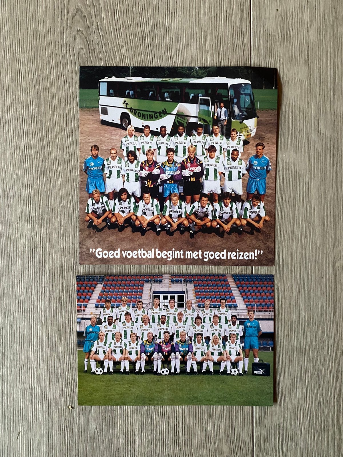 2 officiële FC Groningen teamkaarten van sponsor Gado., Verzamelen, Ophalen of Verzenden, Gebruikt