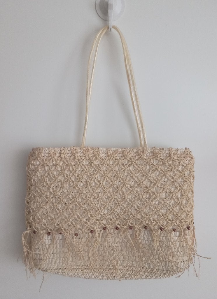 Macramee schoudertas, Oosterveldweg 15, 7274 DZ, Verzenden, Beige, Zo goed als nieuw