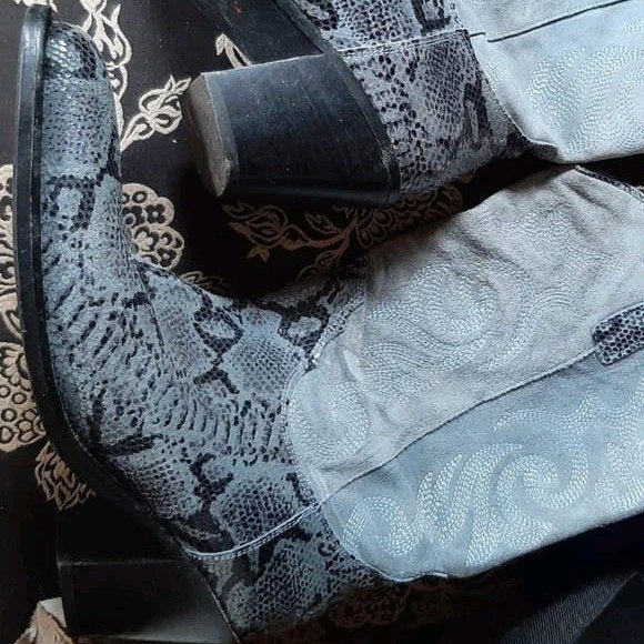 Replay laarzen maat 41/42. Cowboy. Slangenleer. Supergaaf!, Kleding | Dames, Schoenen, Hoge laarzen, Blauw, Replay, Ophalen of Verzenden