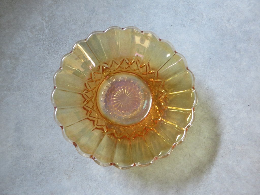 Carnavals goud luster glas, Amerika, presenteer schaaltje, Antiek en Kunst, Ophalen of Verzenden