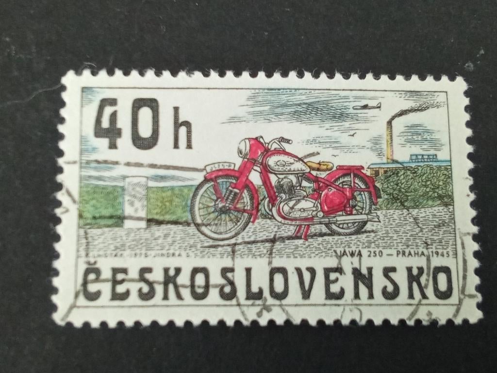 Tsjechoslowakije 141 - motorfiets 1945, Verzenden, Overige landen, Gestempeld