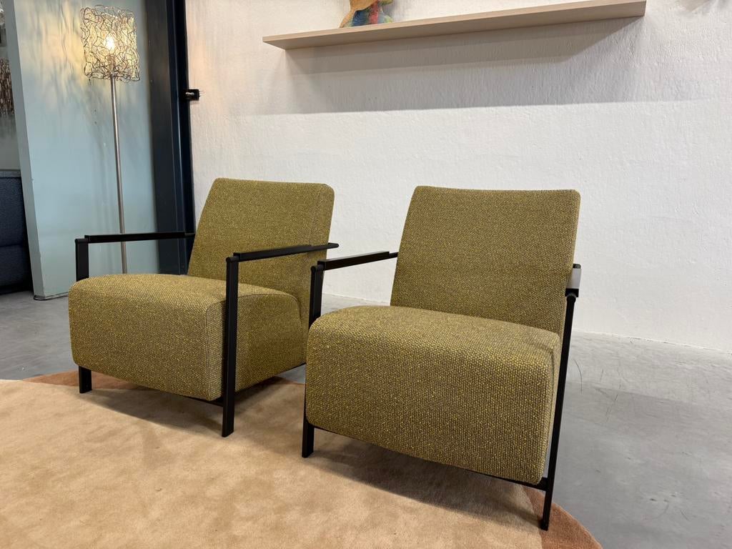 2 als nieuw Harvink Alowa Fauteuil Monza melange Stoel Stof, Harvink, 75 tot 100 cm, Ophalen of Verzenden, Zo goed als nieuw