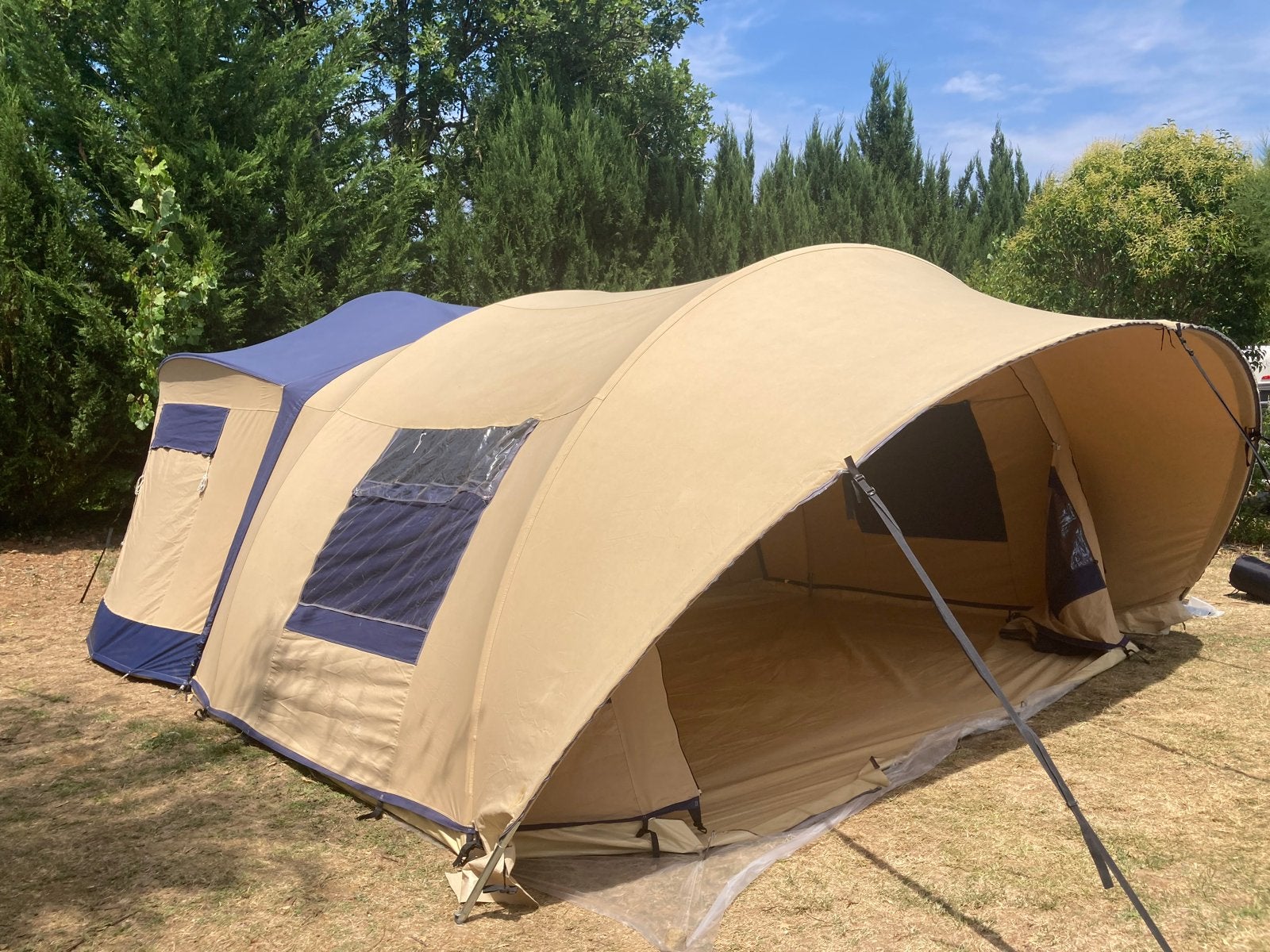 Cabanon Columbia vouwwagen met extra luifel, Caravans en Kamperen, Vouwwagens, Ophalen, Beige, Cabanon, Aanwezig