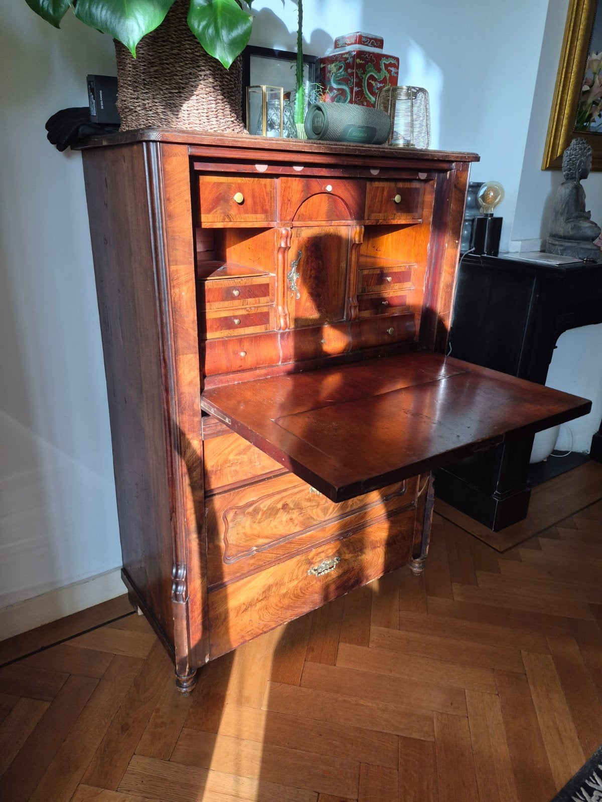 Antieke Nederlandse Mahoniehouten Klepsecretaire, Antiek en Kunst, Ophalen