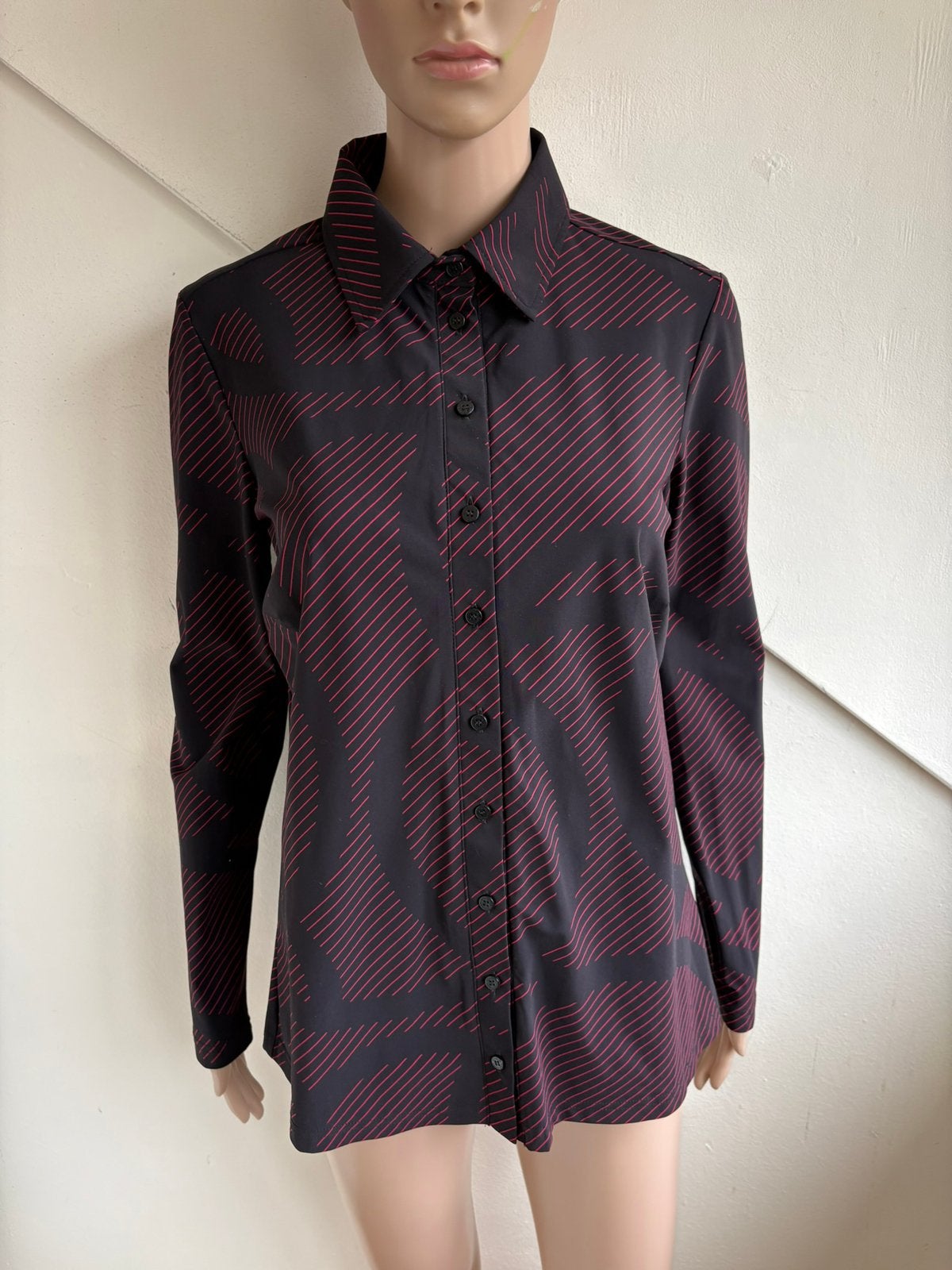 Studio Anneloes travelstof blouse maat M zwart rood, Ophalen of Verzenden, Zo goed als nieuw, Maat 38/40 (M), Overige kleuren