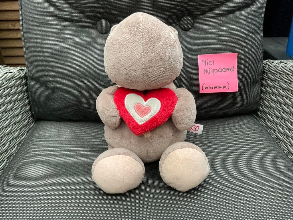 Zgan, niet kapot, NICI Nijpaard met hartje knuffel 30cm, Kinderen en Baby's, Speelgoed | Knuffels en Pluche, Ophalen, NICI, Overige karakters