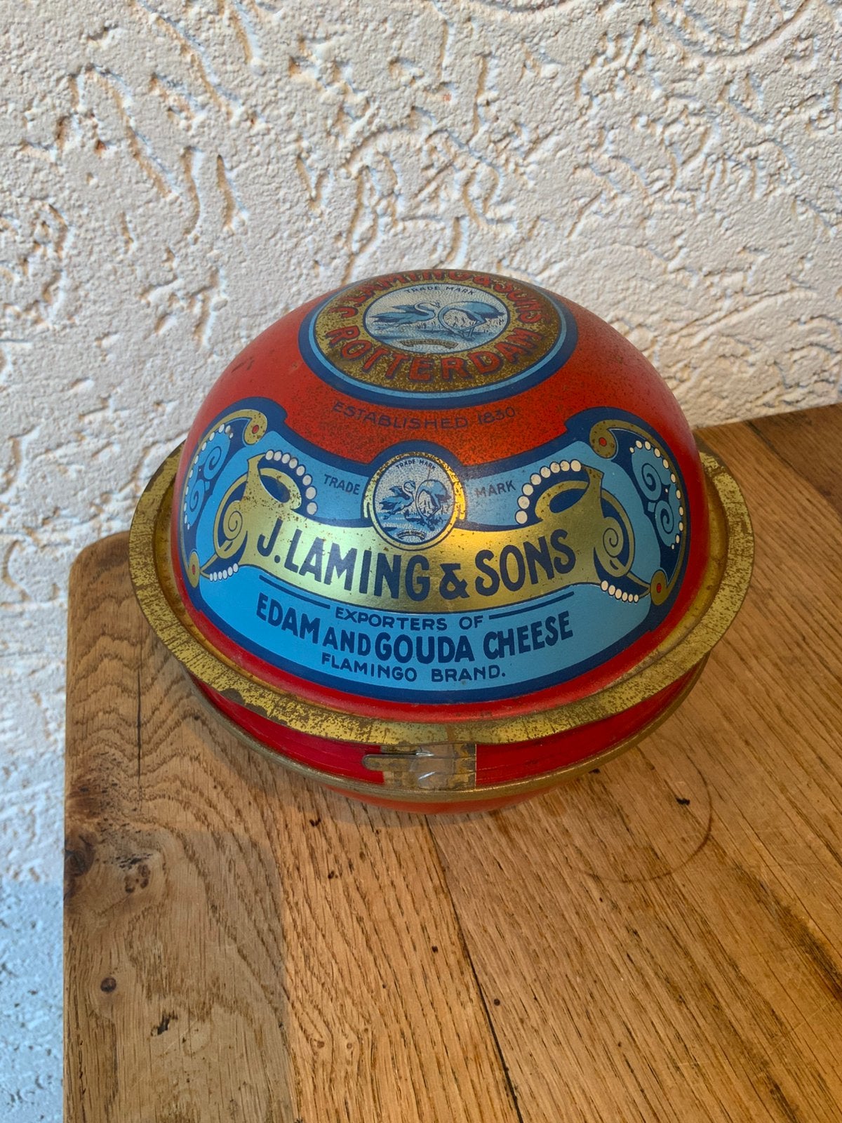 Antiek Bolvormig Kaasblik Laming & Sons Rotterdam 1920/1930, Verzamelen, Ophalen of Verzenden, Zo goed als nieuw, Overige