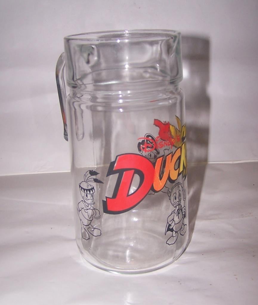 Vintage Ducktales glazen schenkkan. Nieuwstaat., Verzamelen, Ophalen of Verzenden, Donald Duck, Zo goed als nieuw, Servies