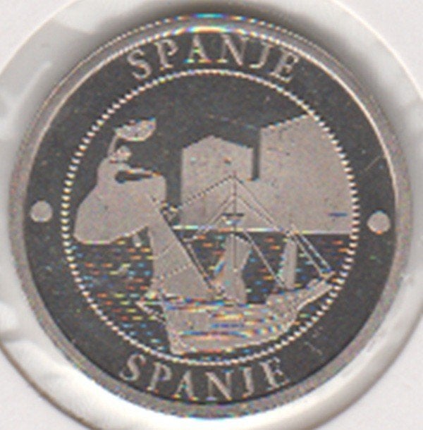Spanje penning Europa - Europe UNC in munthouder, Ophalen of Verzenden, Overige materialen, Buitenland