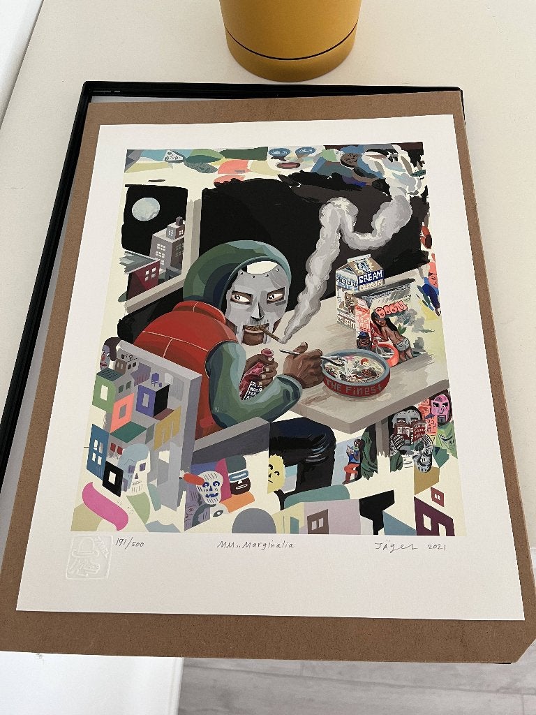 MF DOOM – Jason Jägel MM..Marginalia – gesigneerd 191/500, Antiek en Kunst, Portret en Figuren, Gestempeld, Ophalen of Verzenden
