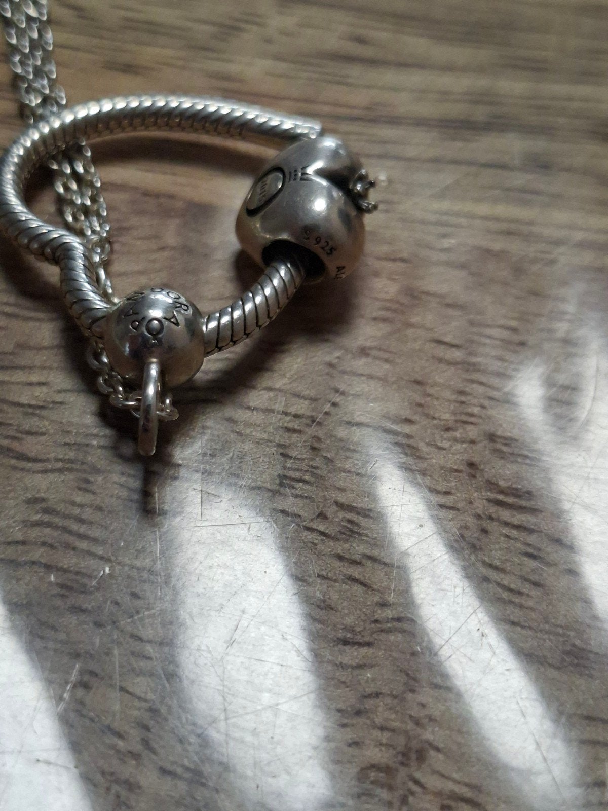 pandora ketting met hanger hart en hartje 60cm, Met hanger, Ophalen of Verzenden, Zo goed als nieuw, Zilver