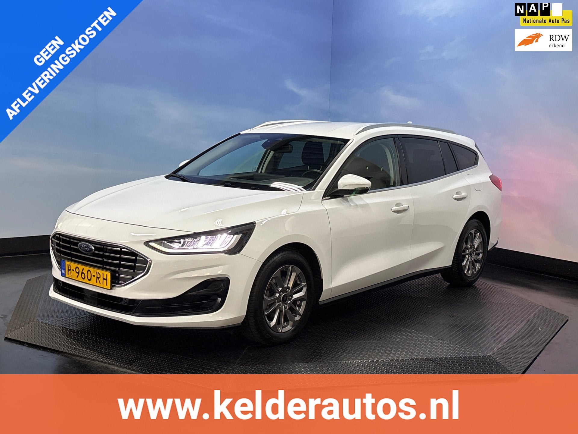 Ford Focus Wagon 1.0 EcoBoost Hybrid Titanium Navi | Clima |, Gebruikt, Automatische klimaatregeling, Wit, Origineel Nederlands