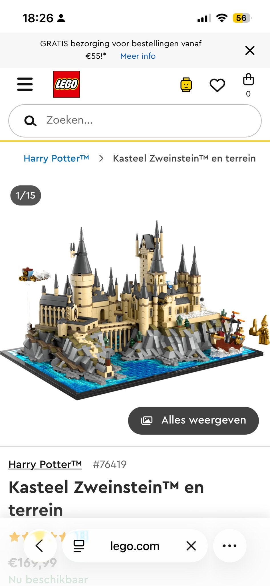 LEGO Harry Potter Kasteel Zweinstein en terrein #76419, Ophalen, Nieuw