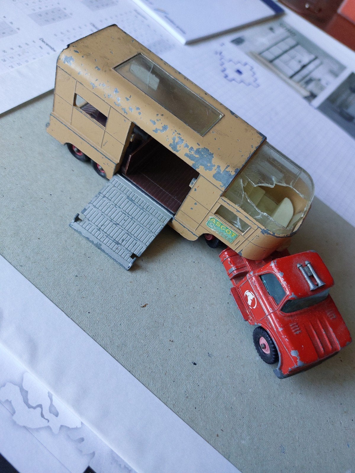 lesney matchbox paarden trailer., Ophalen of Verzenden, Gebruikt, Auto, Matchbox