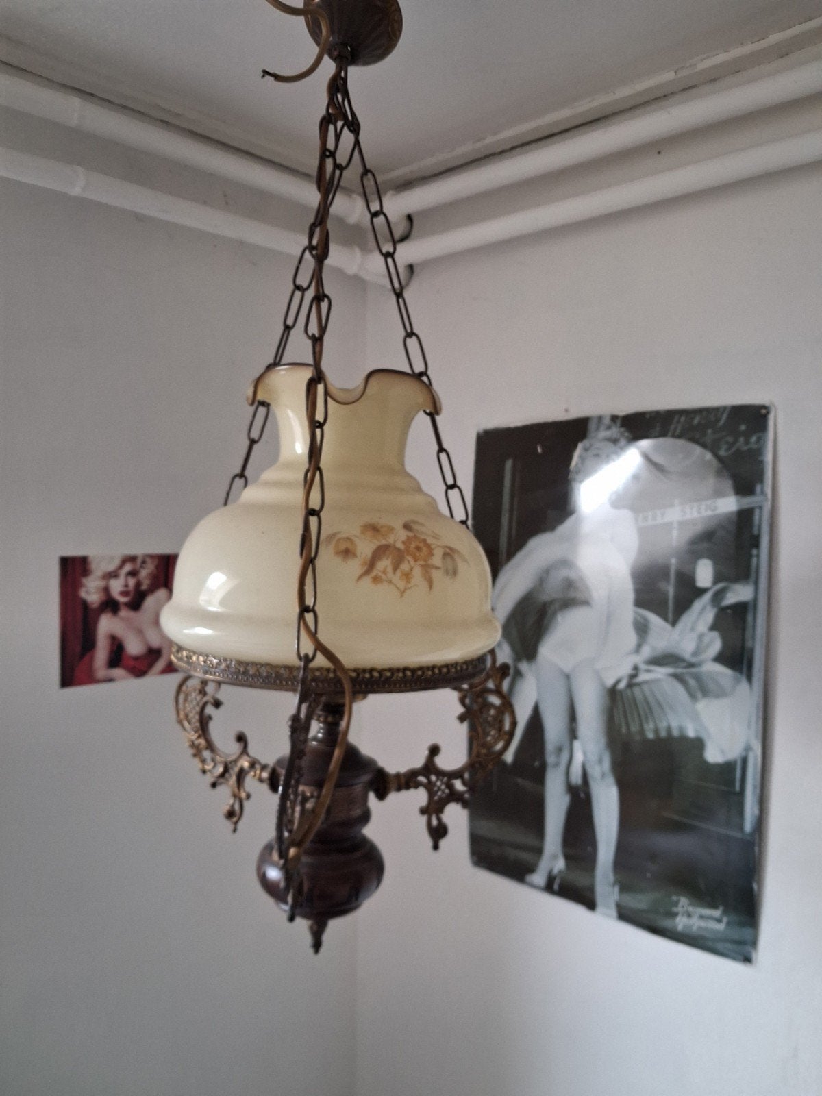 Antieke Hanglamp, Huis en Inrichting, Lampen | Kroonluchters, Ophalen