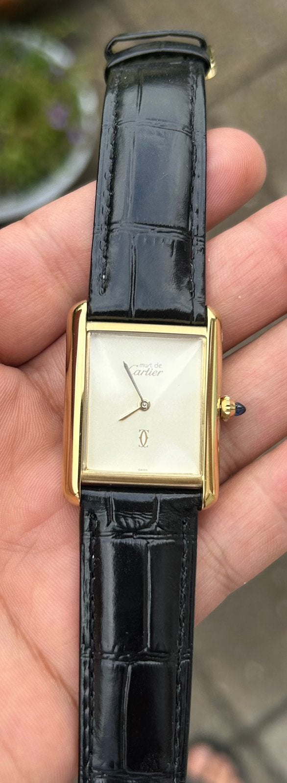 Cartier tank, Overige merken, Leer, Staal, Polshorloge