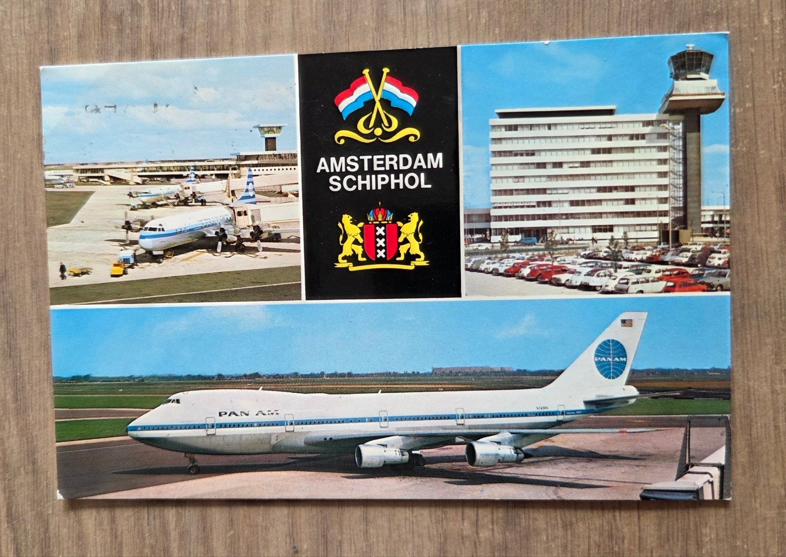 Vintage Ansichtkaart Schiphol Pan Am Vliegtuig 1973, Ophalen of Verzenden, 1980 tot heden, Gelopen, Noord-Holland
