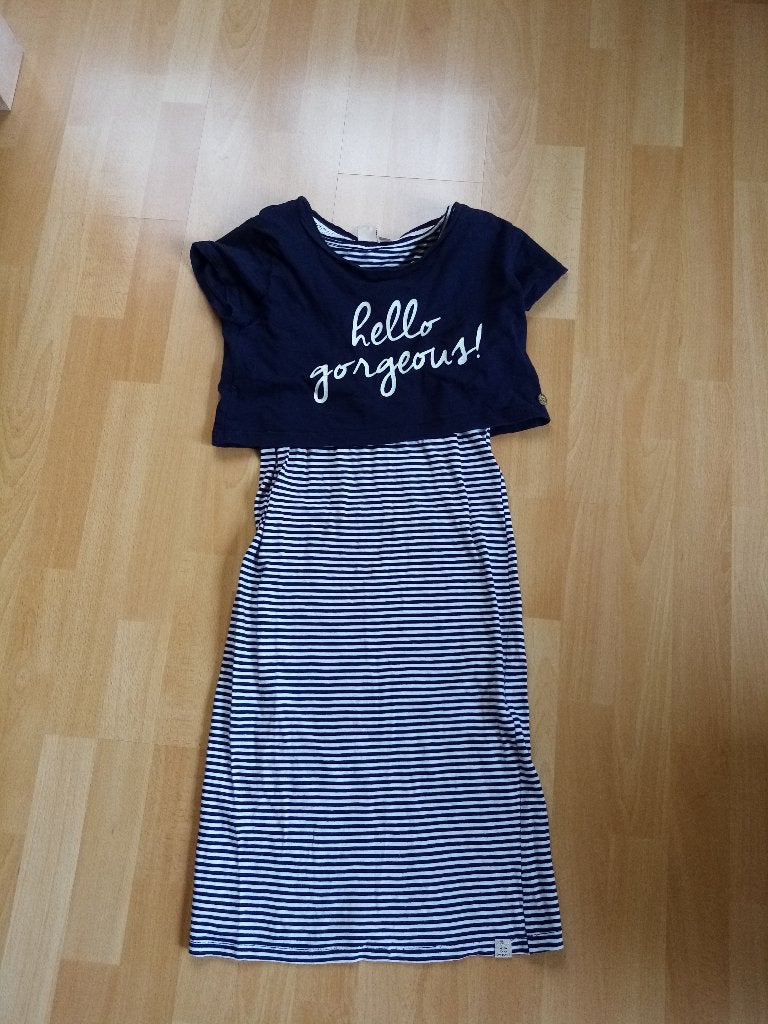 Indian Blue Jeans maat 152/12 jurk donkerblauw wit gestreept, Meisje, Ophalen of Verzenden, Zo goed als nieuw, Jurk of Rok
