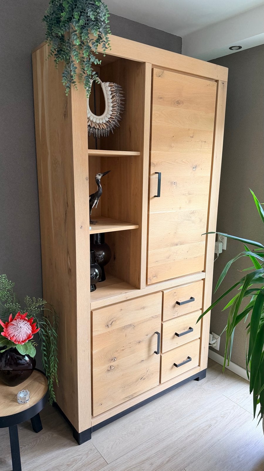 Moderne eikenhouten opbergkast van de Bommel als nieuw, Ophalen, 200 cm of meer, Eikenhout, 50 tot 100 cm