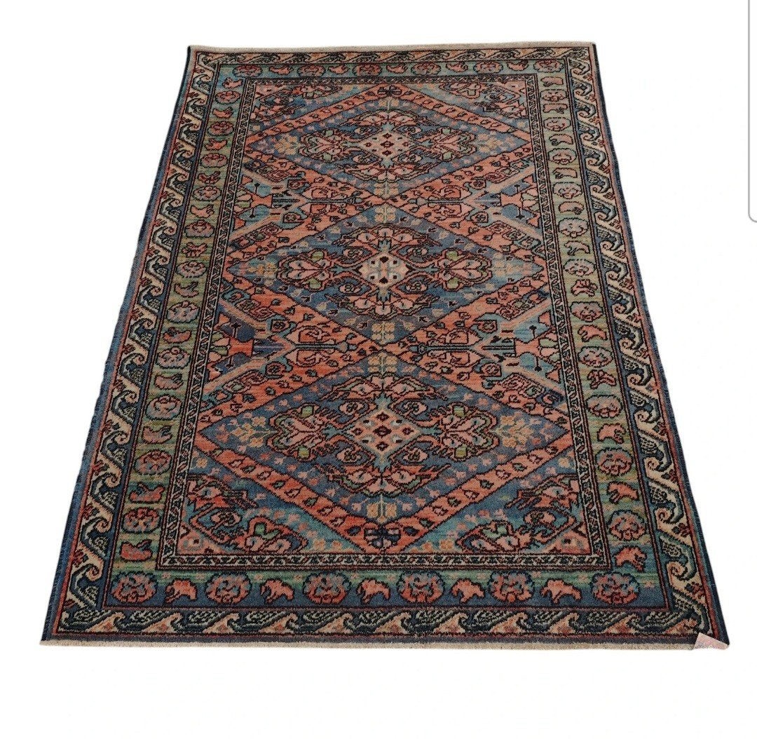 Vintage Perzisch wol Kazak vloerkleed Kadjar 140x191cm