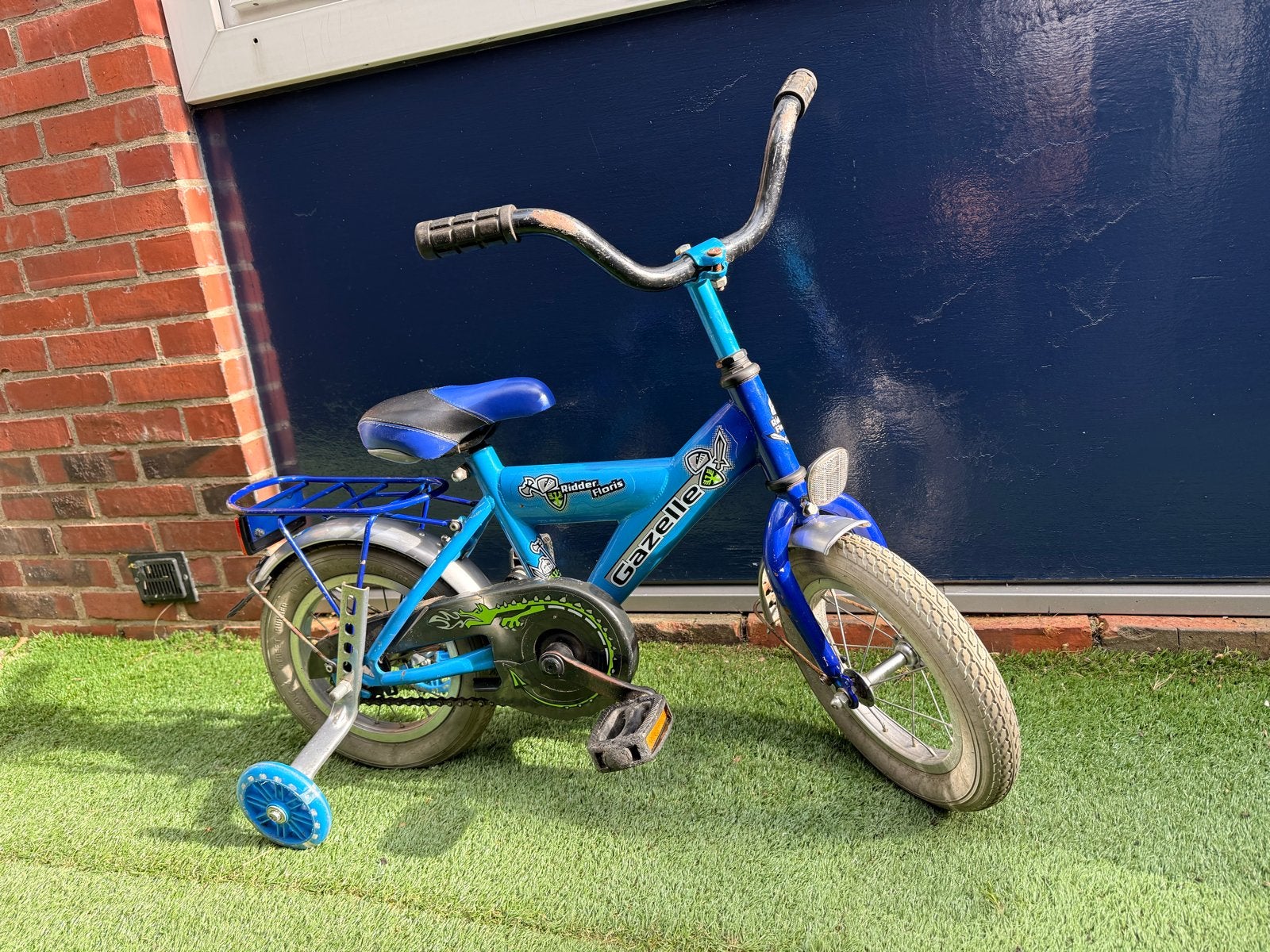 Gazelle kinderfiets blauw met zijwieltjes, Ophalen, Terugtraprem, Zijwieltjes, Gebruikt