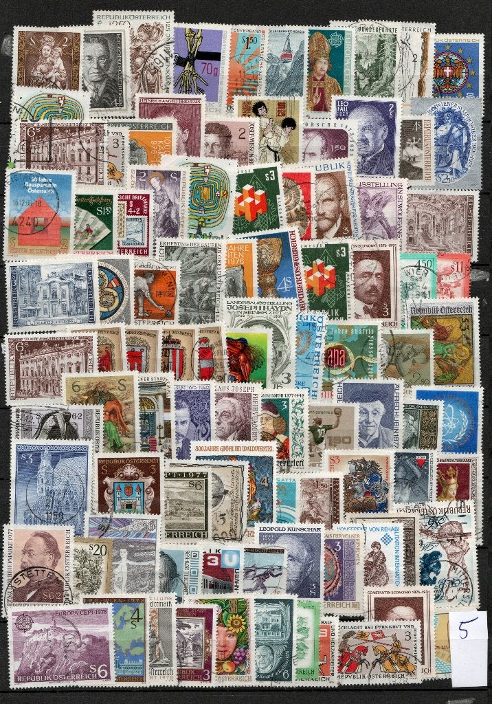 90 zegels Oostenrijk blad 5, Ophalen of Verzenden, Gestempeld