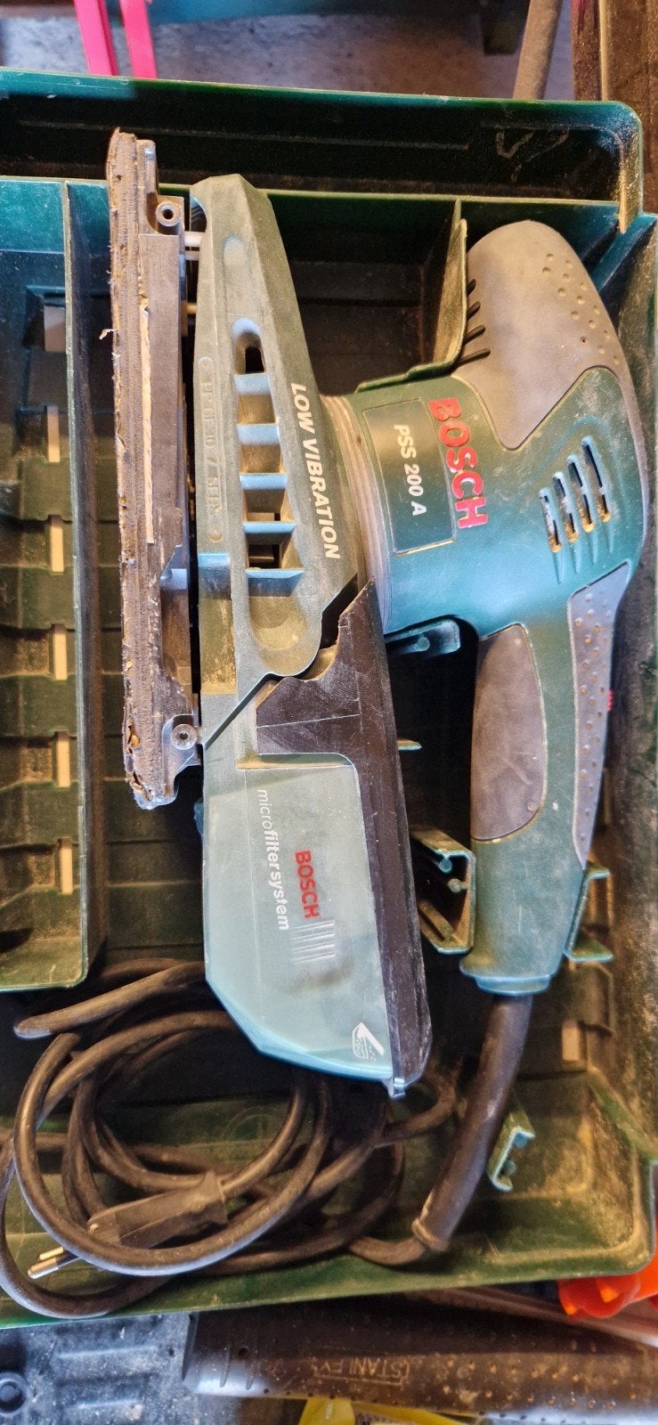 Bosch PSS 200 A vlakschuurmachine, Ophalen of Verzenden, Gebruikt, Minder dan 600 watt, Vlakschuurmachine
