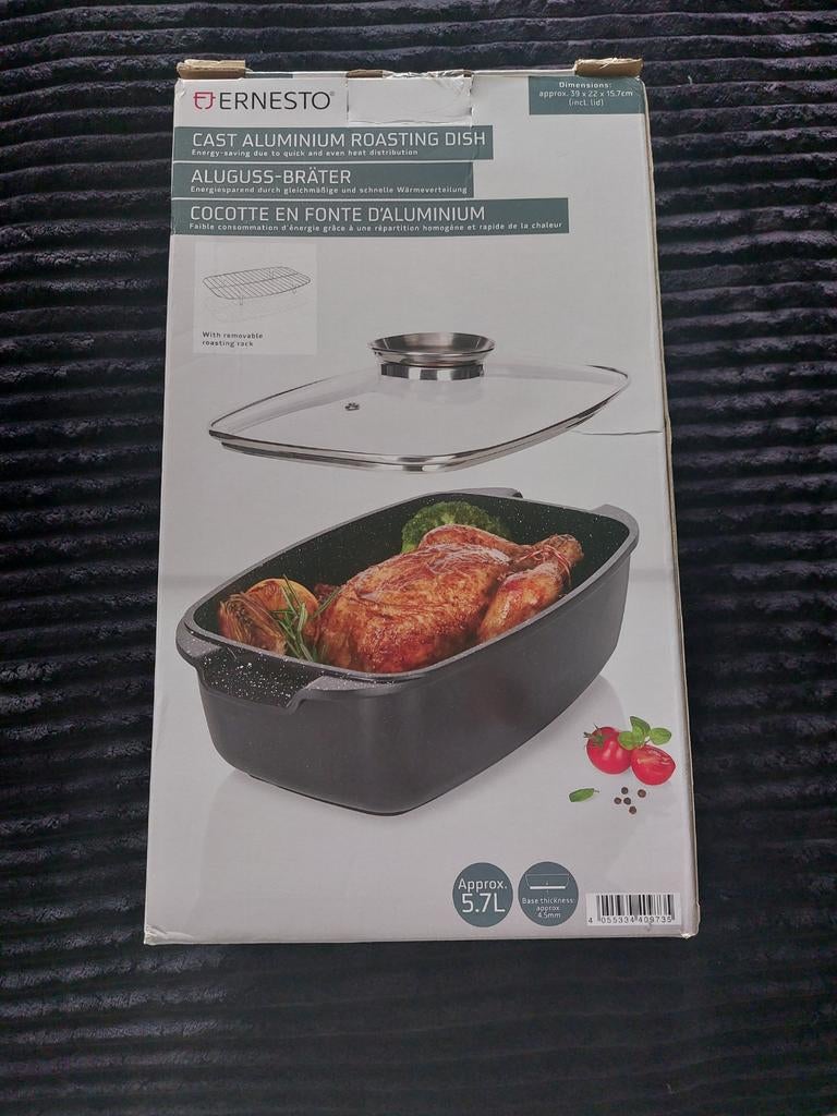Ernesto Gietaluminium Braadslede met Deksel - 5.7L, Huis en Inrichting, Keuken | Potten en Pannen, Ophalen