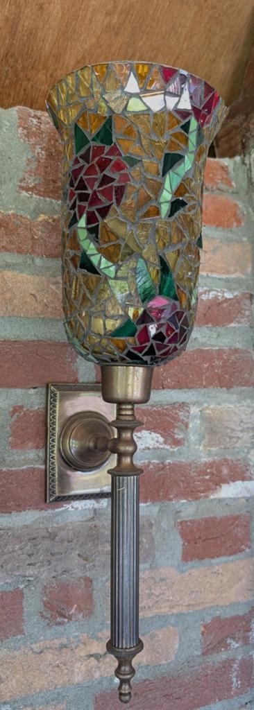 2x Wandkandelaars met mozaïek glas, Antiek en Kunst, Antiek | Kandelaars, Ophalen