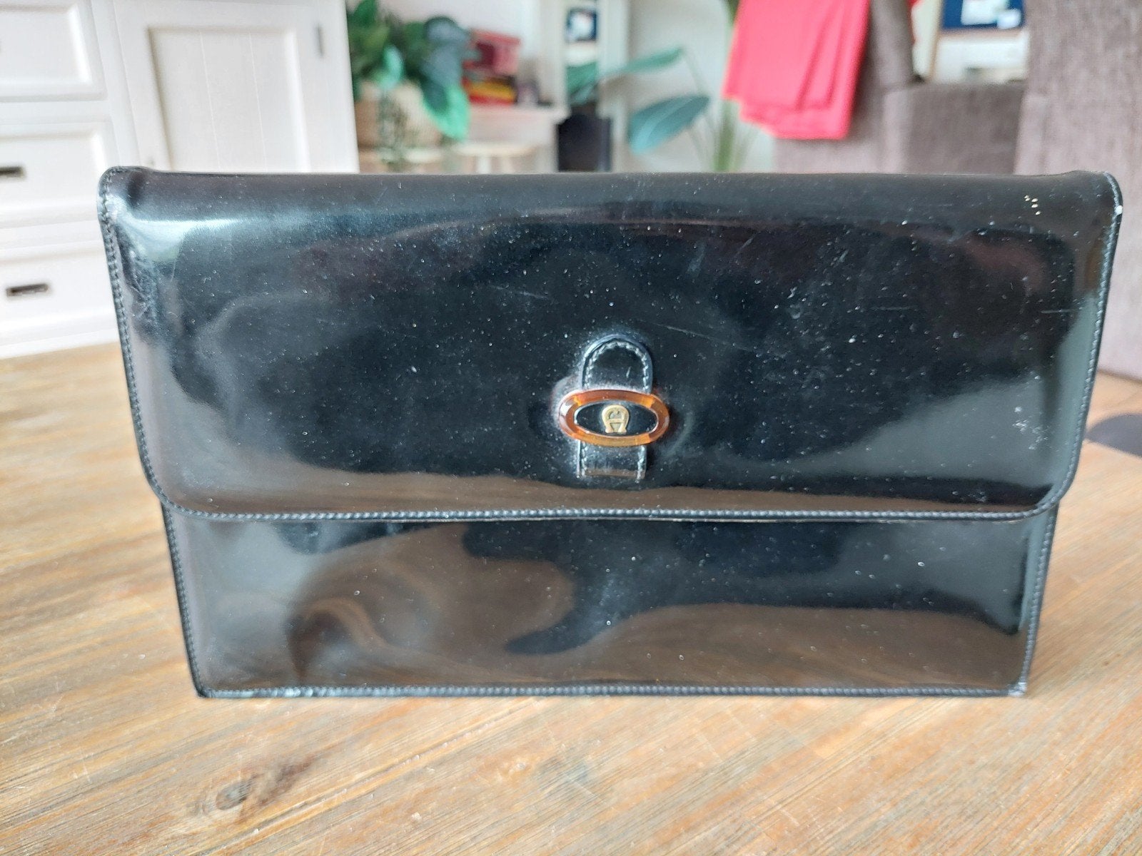 Etienne Aigner clutch lakleer zwart, Ophalen of Verzenden, Zwart