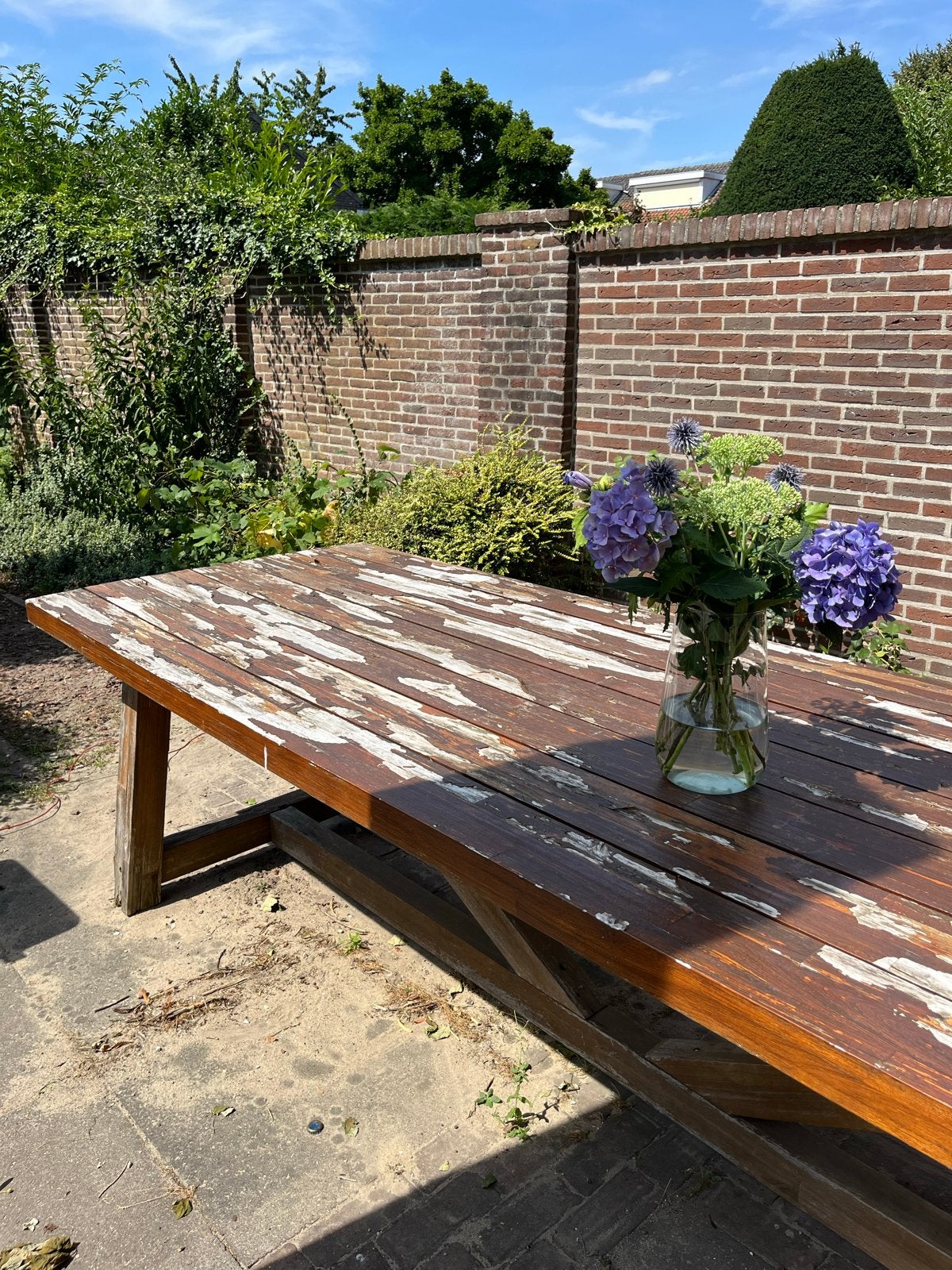 Grote houten tuintafel (FSC hout) - 3 meter lang, Ophalen, Gebruikt, Rechthoekig, Hout