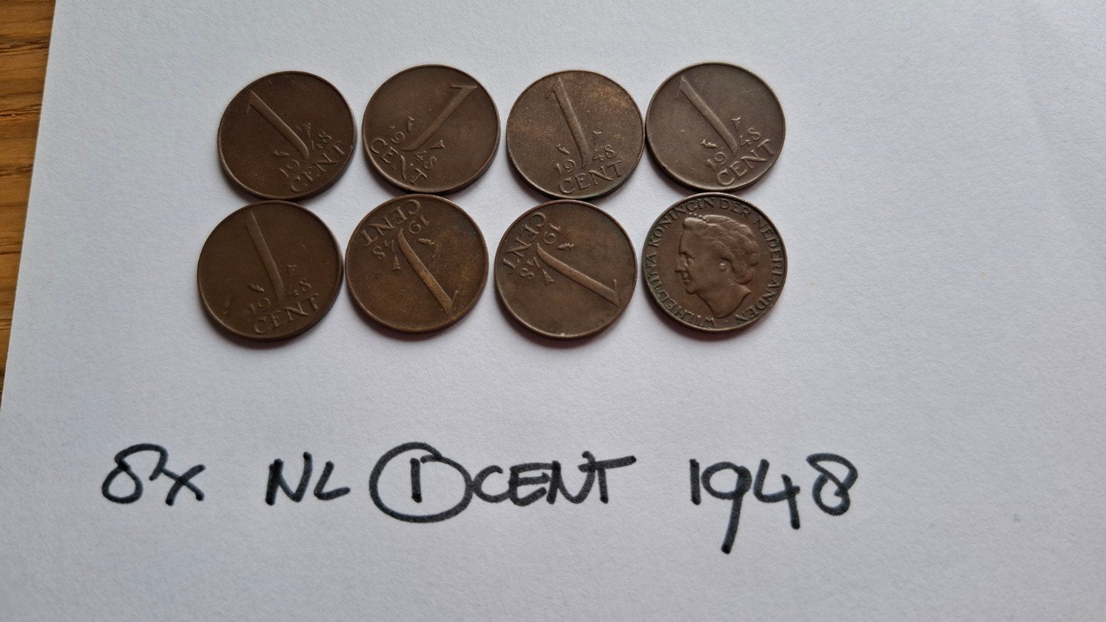Oude munten: 8x Nederland 1 cent 1948 - Wilhelmina, Ophalen of Verzenden, Koningin Wilhelmina, 1 cent