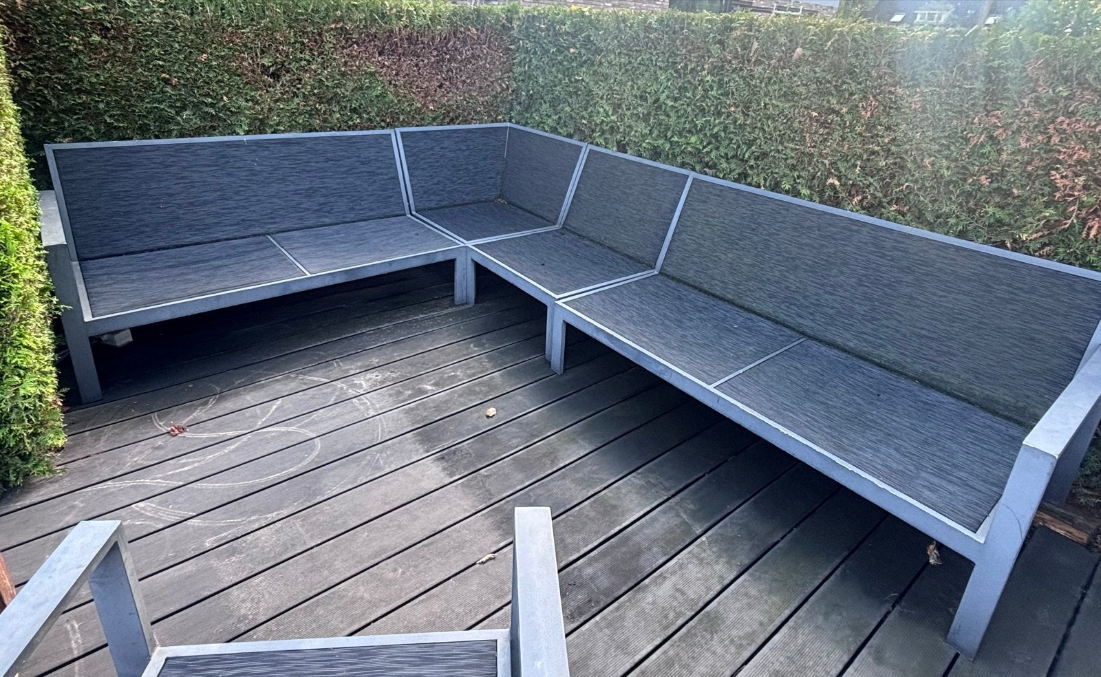 Grote Hoekbank/Loungebank Tuin met losse stoel (ZONDER KUSSE, Tuin en Terras, Ophalen, Gebruikt, Meer dan 8 zitplaatsen, Aluminium