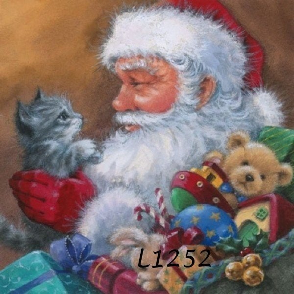Servetten decoupage/bullet journal * kerstman+kat L1252, Verzenden, Nieuw, Overige typen
