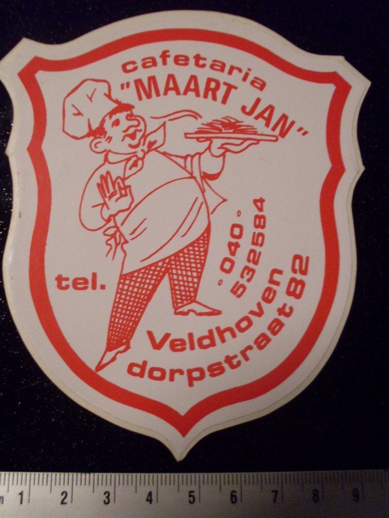 sticker cafetaria Maart Jan veldhoven, Verzenden, Zo goed als nieuw, Bedrijf of Vereniging