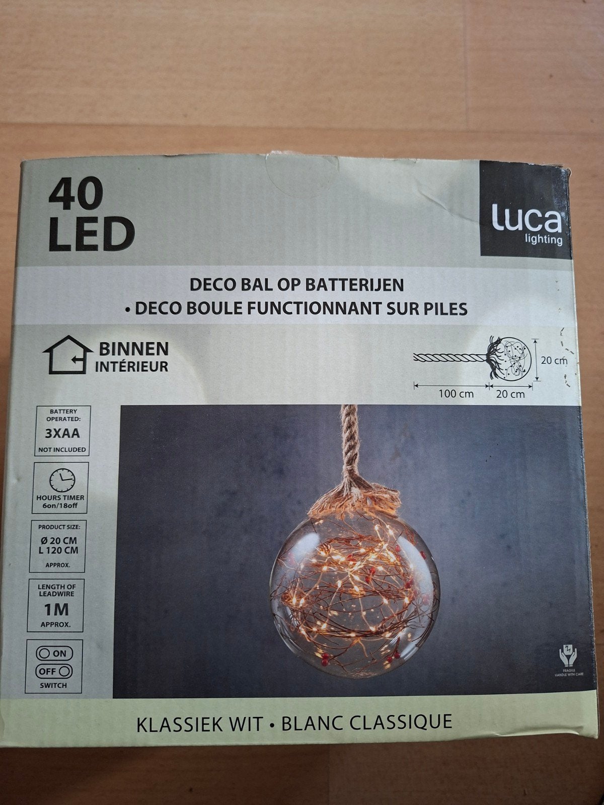 Decoratiebal 40 led lichtjes batterijen, Ophalen, Led-lamp, Minder dan 30 watt, E27 (groot)