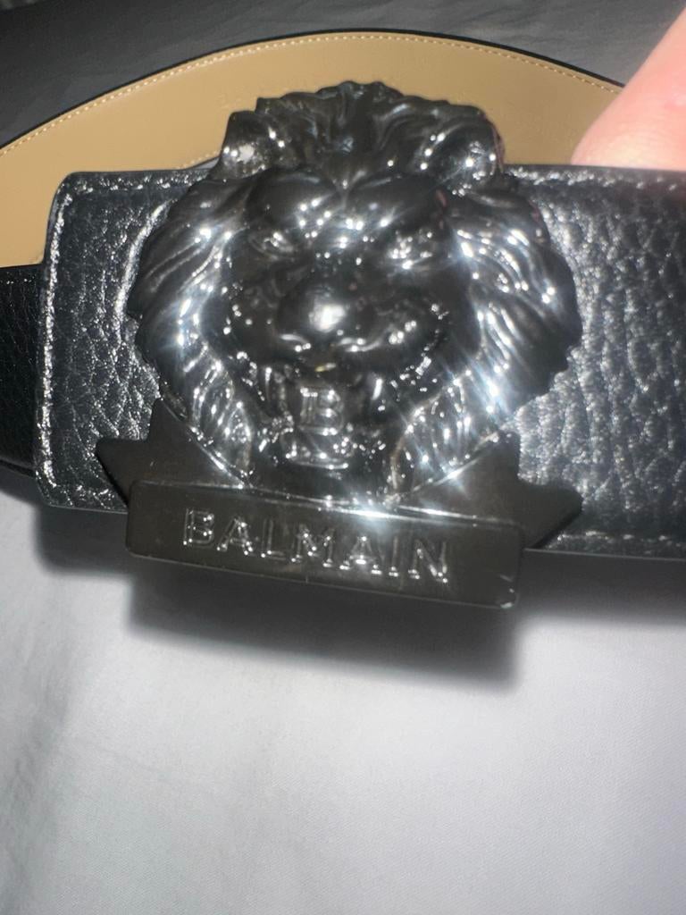 Balmain Riem Zwart met Leeuwenkop Gesp, 3 tot 5 cm, 90 tot 100 cm, Heupriem, Ophalen of Verzenden