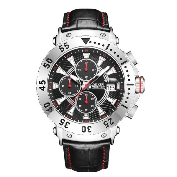 Heren Horloge van Vickers Armstrongs, Leer, Staal, Polshorloge, Nieuw