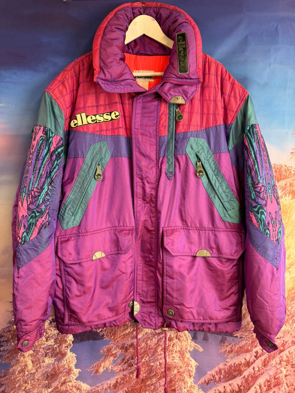 Vintage Foute Skijas van Ellesse maat 52 / L, Ophalen of Verzenden, Zo goed als nieuw, Maat 52/54 (L), Pak