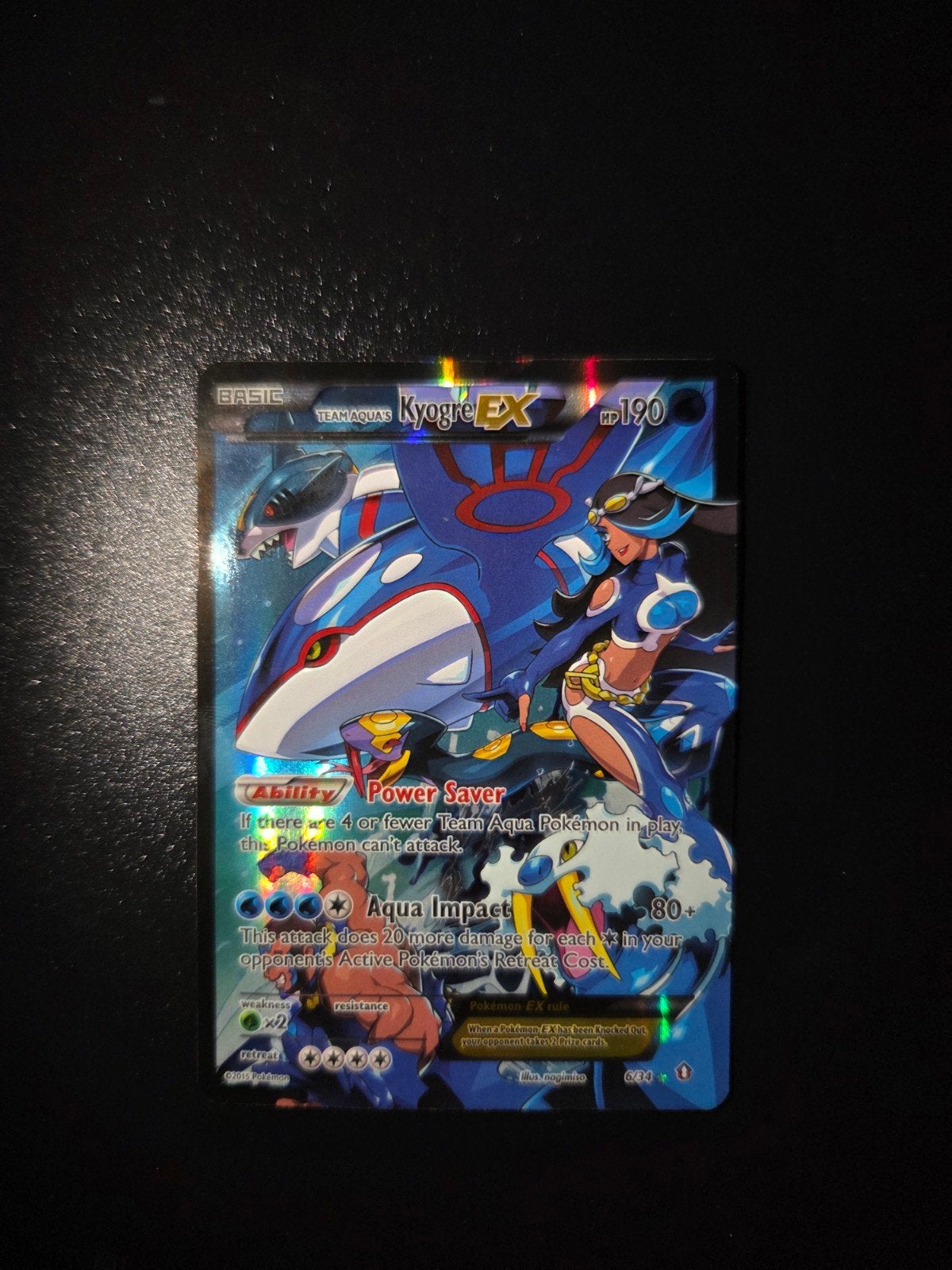 Team Aqua's Kyogre EX Pokemon Double Crisis, Ophalen of Verzenden, Gebruikt, Booster, Foil