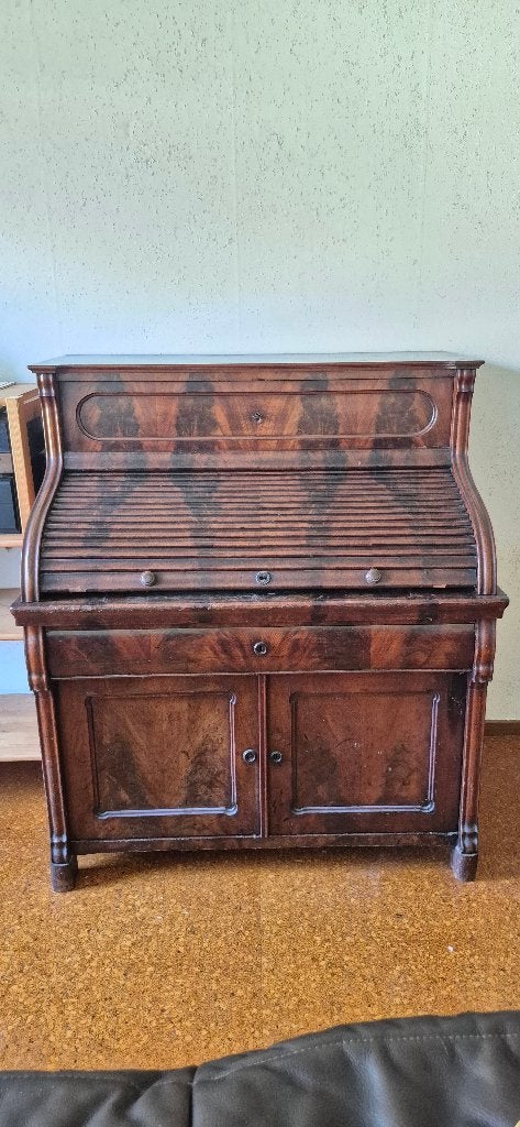 Antieke Biedermeier Secretaire – Cilinderbureau met Rolklep, Antiek en Kunst, Ophalen